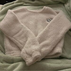 Derek Heart Cream Crew Neck Sweater Plush Cozy Design